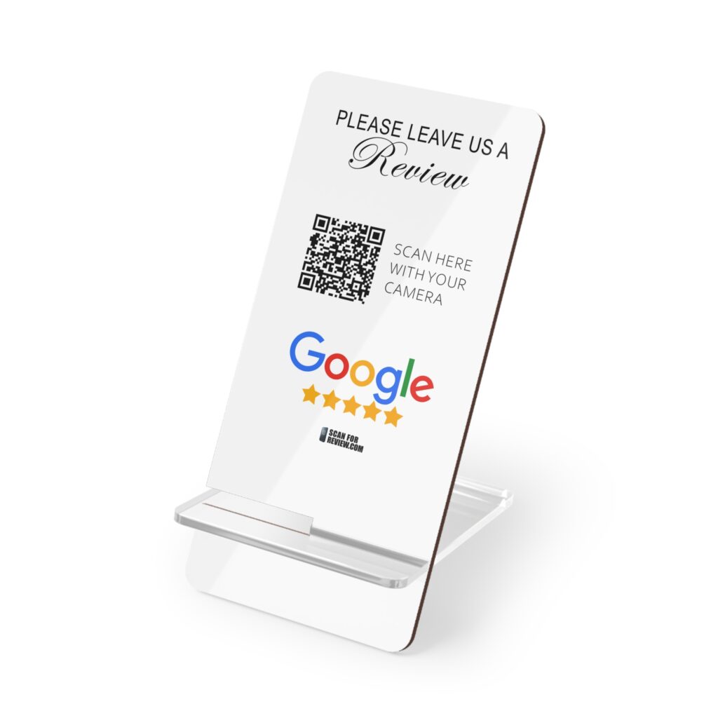 2 Piece Hardboard Google QR Code Review Stand White