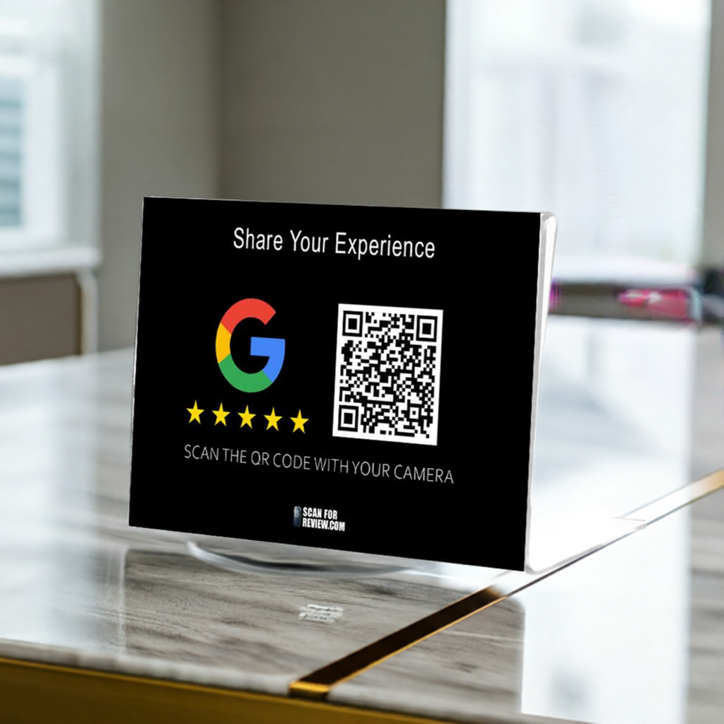 Google Review QR Code Share your experience Horizontal Stand Black