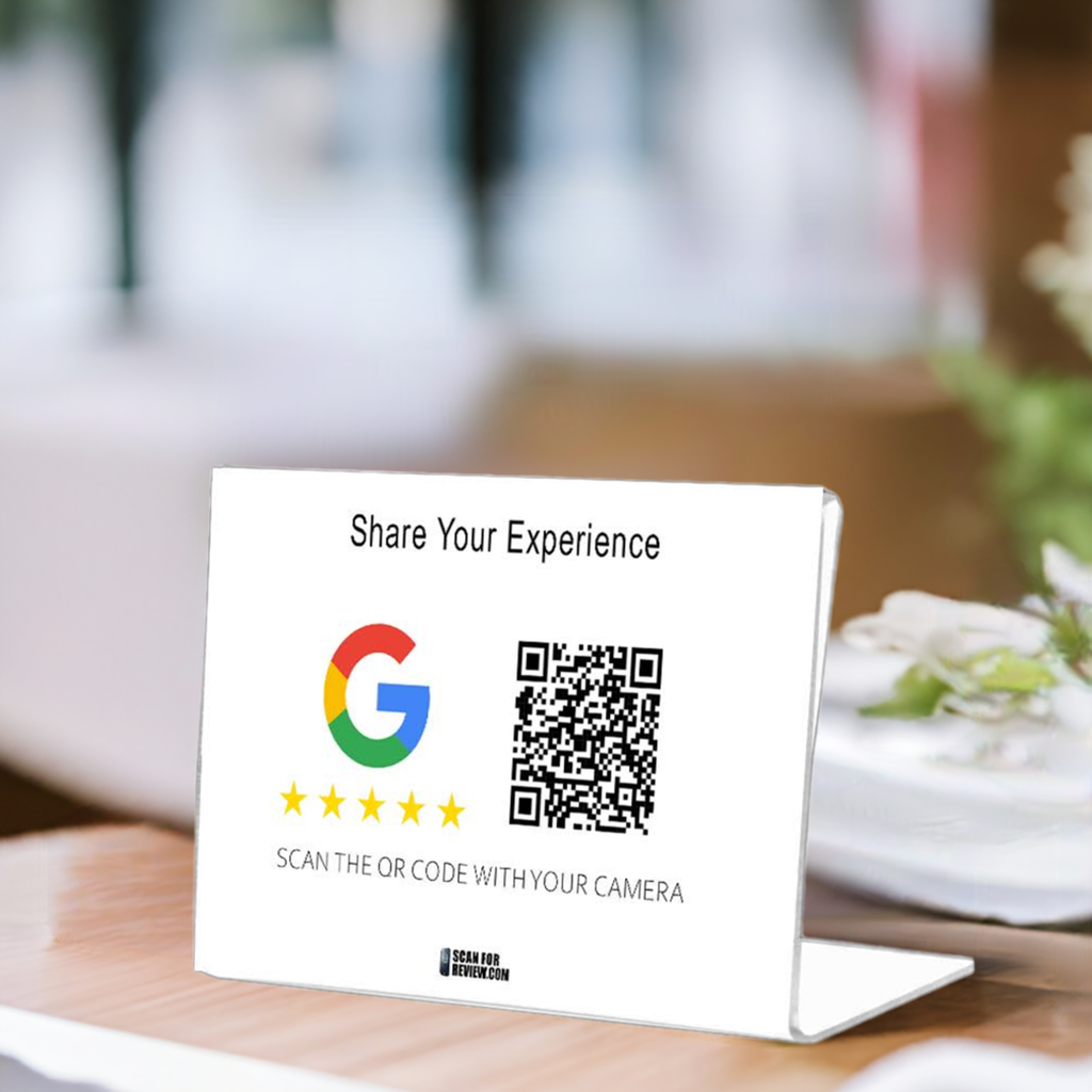 Google Review QR Code Share your experience Horizontal Stand White