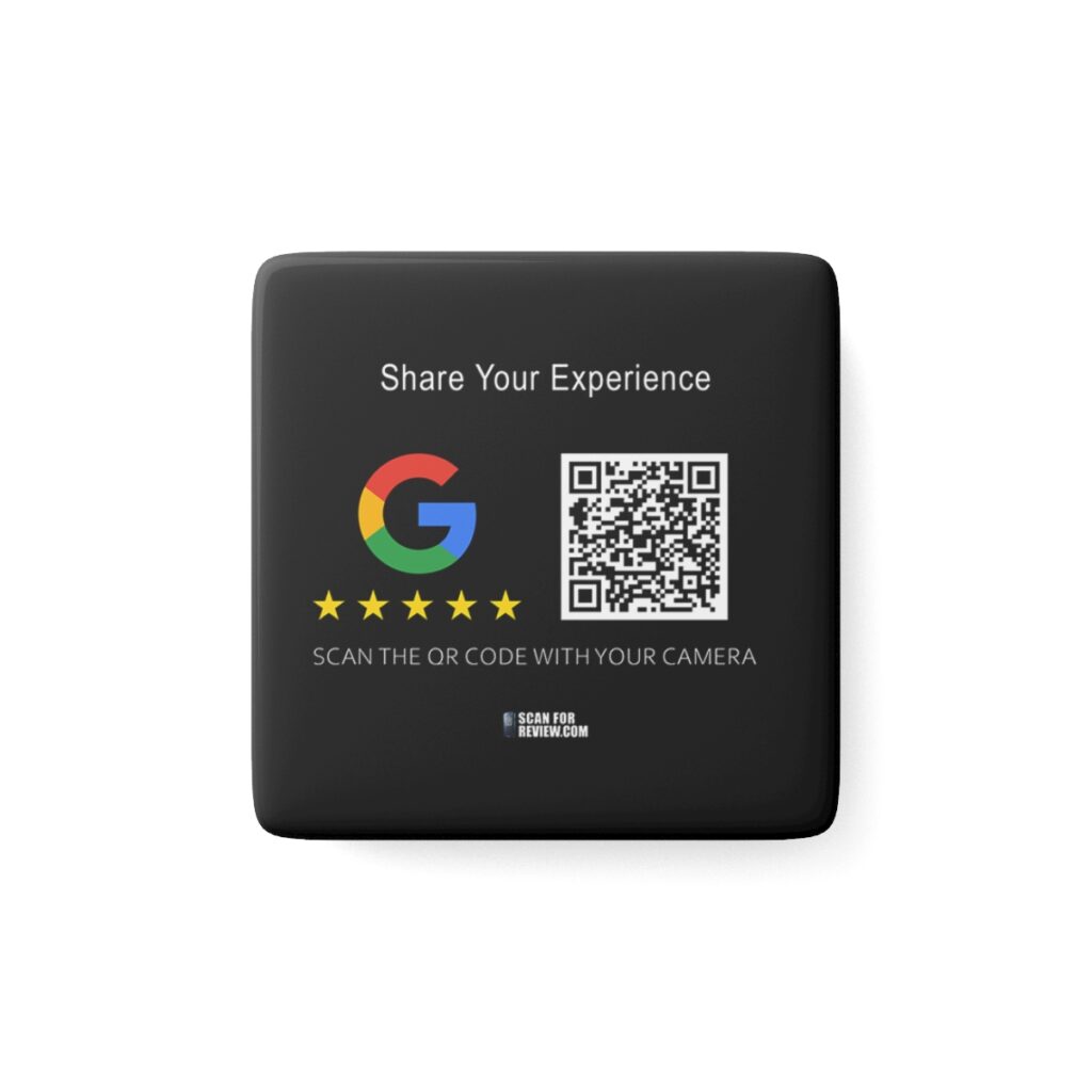 Custom QR Code Porcelain Magnet for Google Reviews