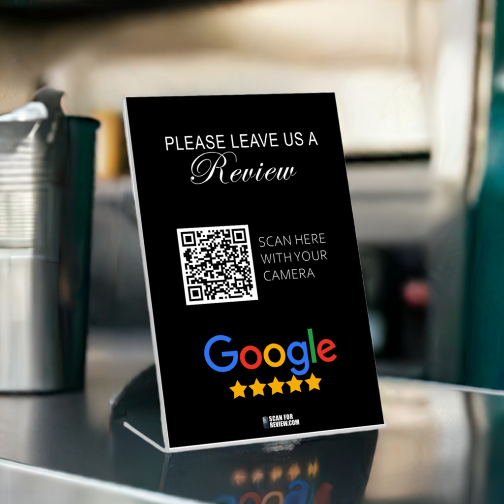 Please Leave Us A Review Google QR Code on A Stand (Black)