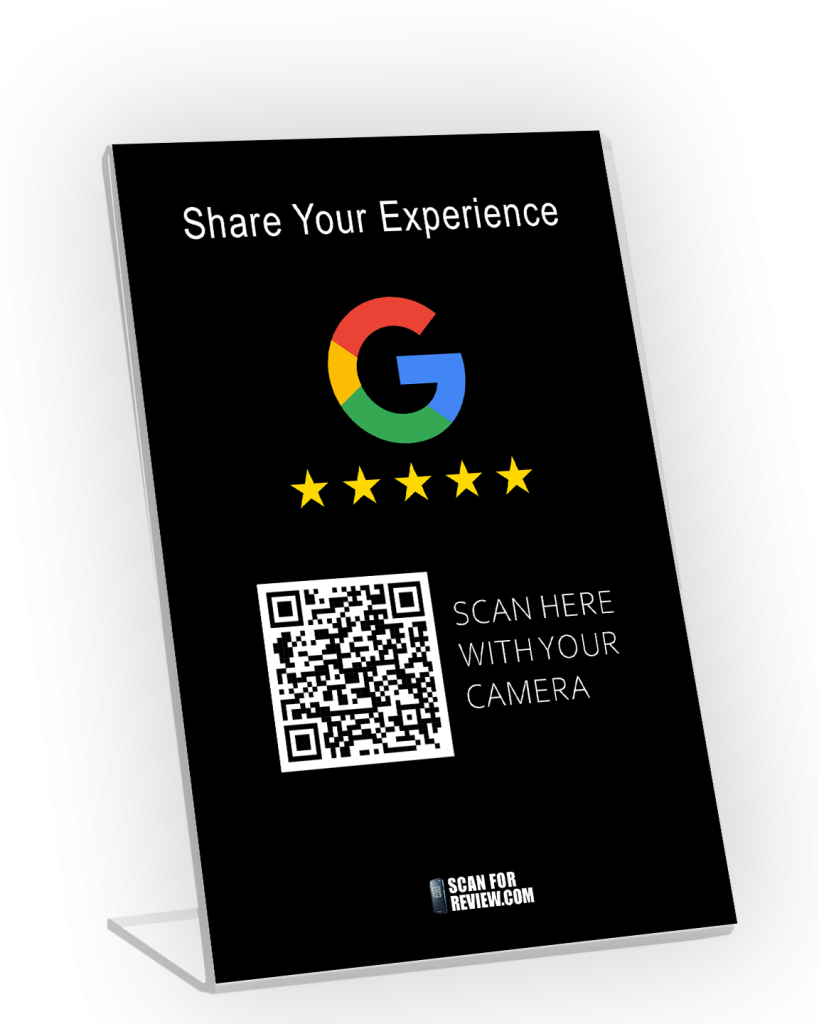 Google Review QR Code Share your experience Vertical Stand Black