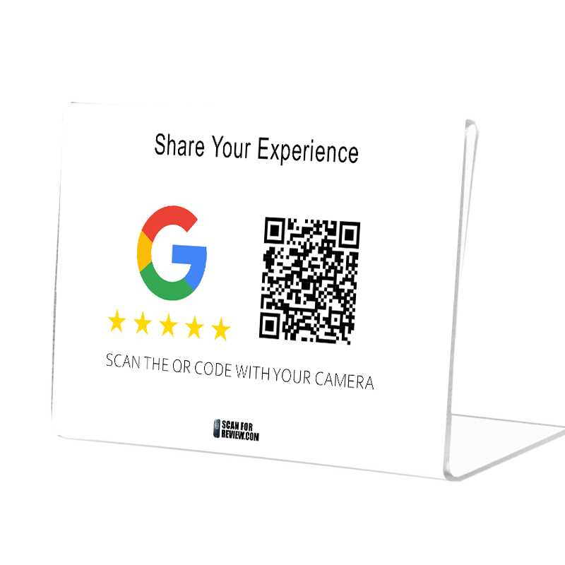 Google Review QR Code Share your experience Horizontal Stand White