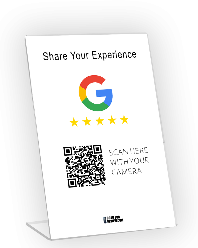 Google Review QR Code Share your experience Vertical Stand White