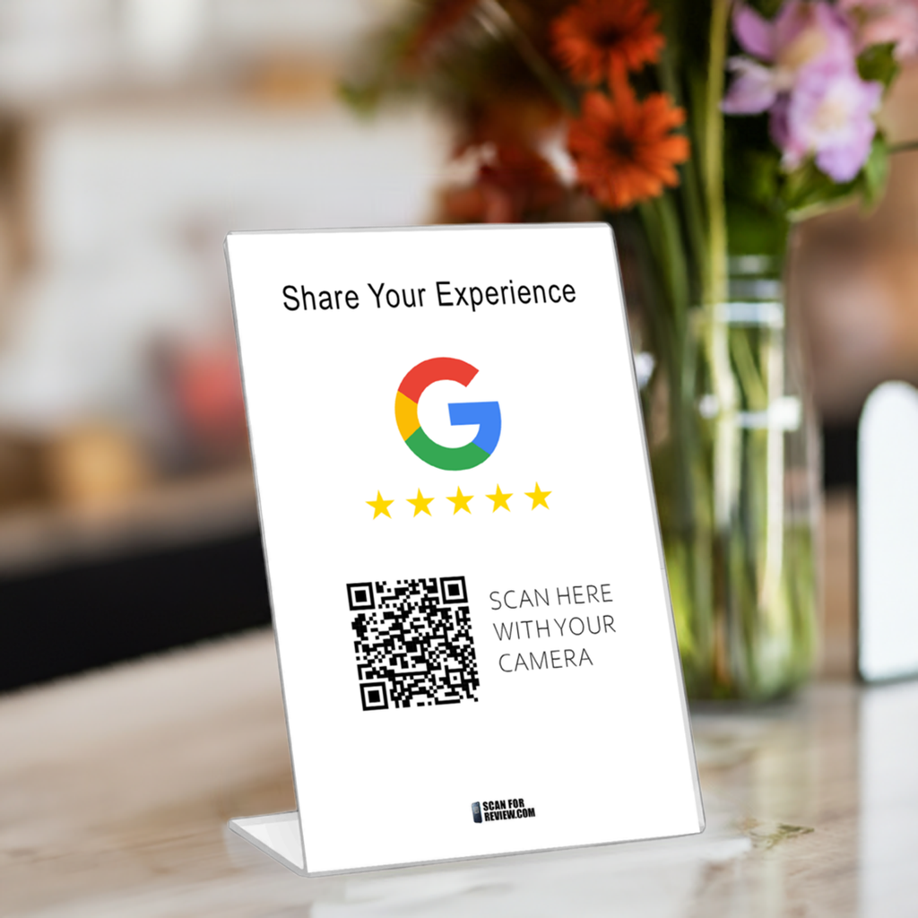 Google Review QR Code Share your experience Vertical Stand White